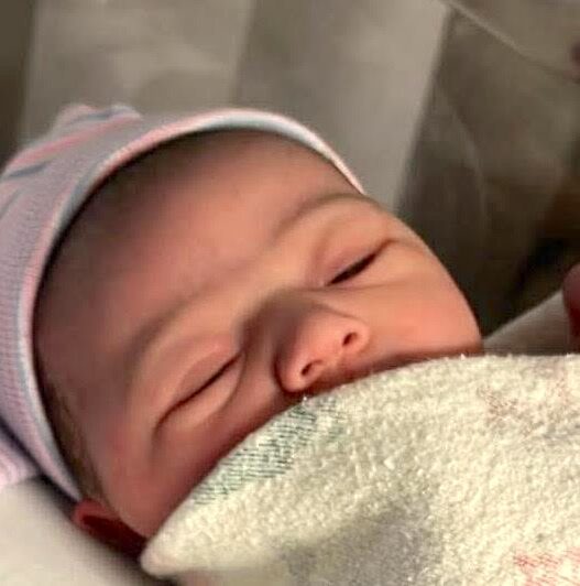 Snow day newborn baby