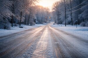 Icy roads during winter