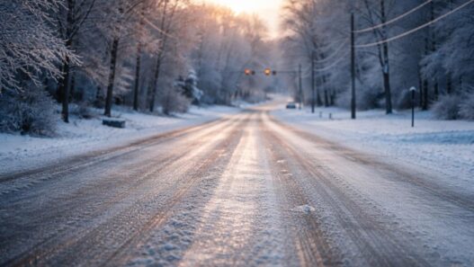 Icy roads during winter