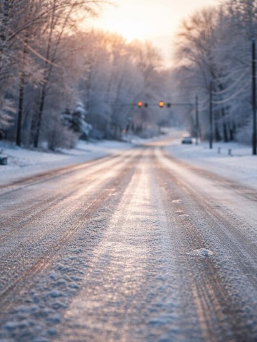 Icy roads during winter