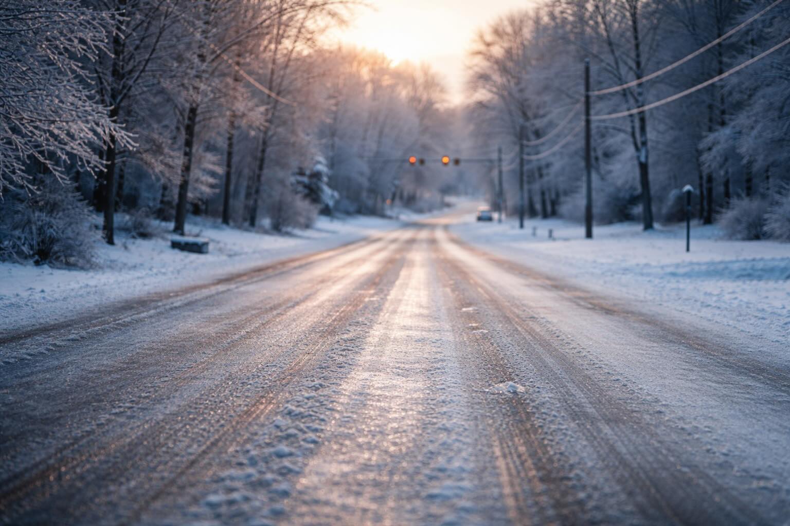 Icy roads during winter