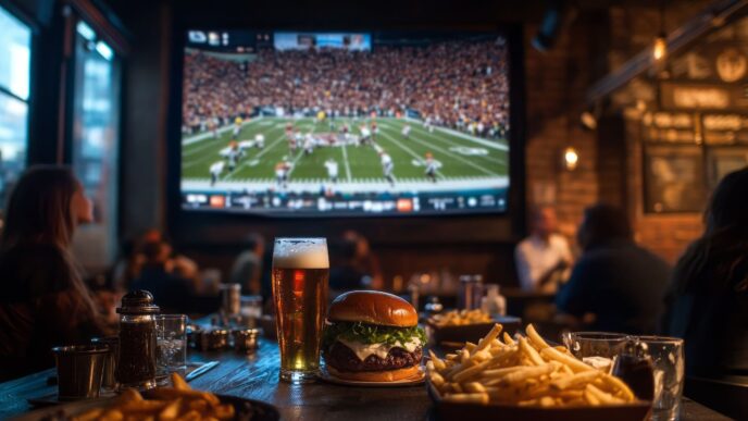 Super Bowl game day at a local spot